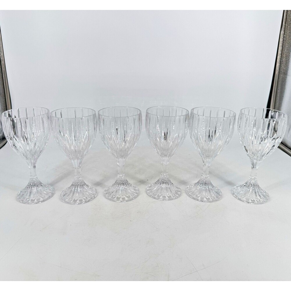 Mikasa Park Lane Crystal Wine Glasses Set of 6 Clear Cut Glass 6 3/4”